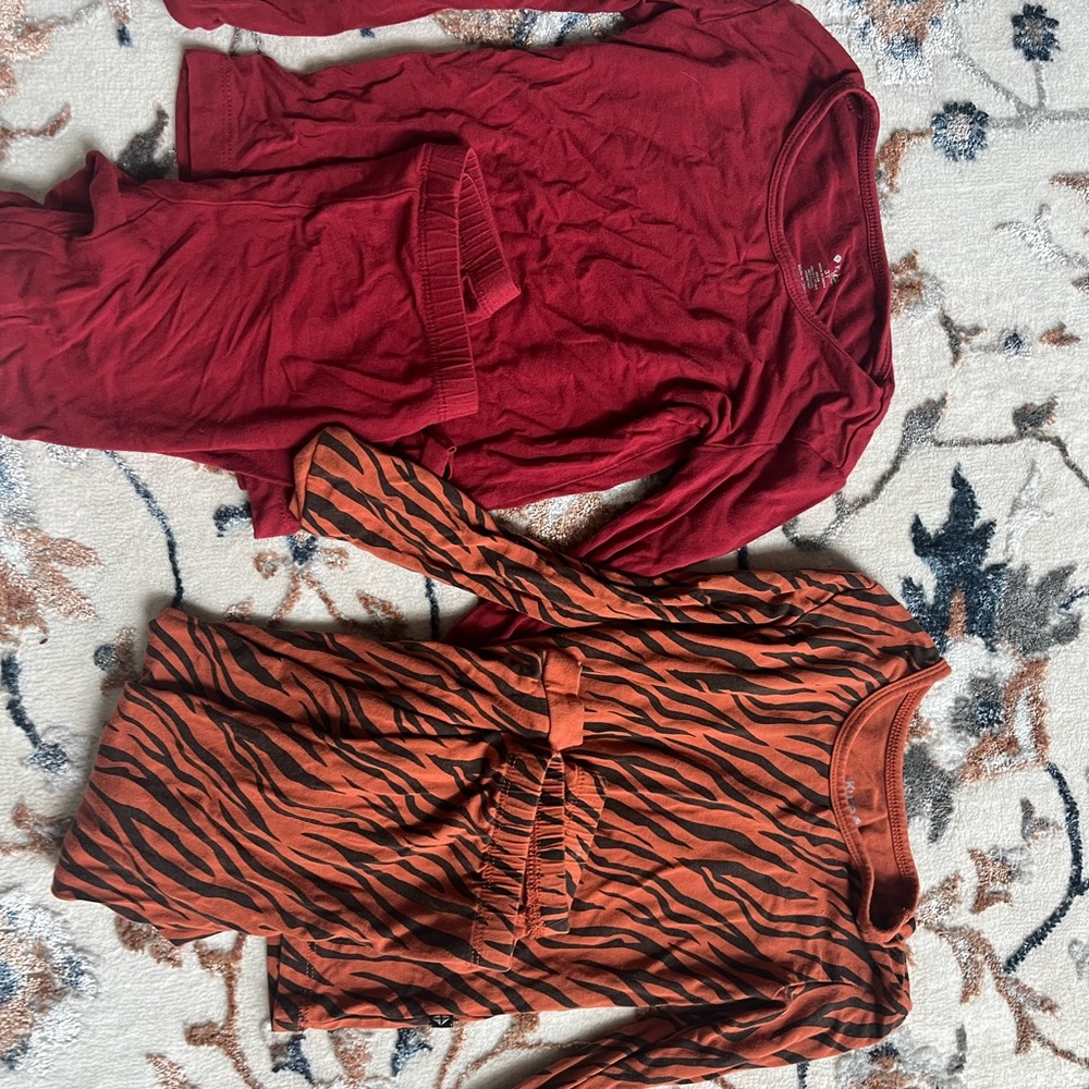 Kyte BABY Red and Orange Tiger Stripe Pajama bundle